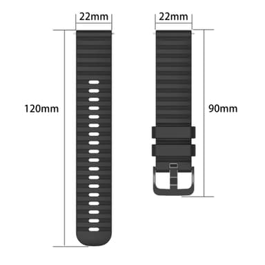 Klokkereim i silikon Sort 22 mm