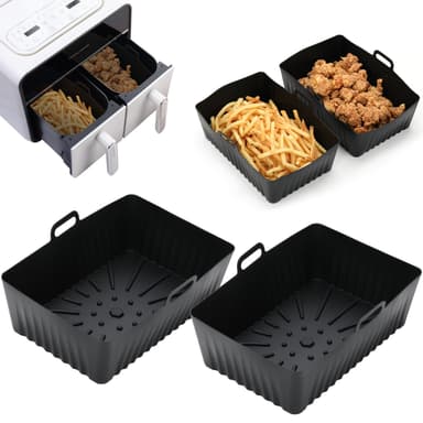 To Air fryer-beholdere med grytevott Sort