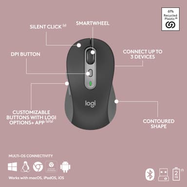 Logitech MK950 Slim Combo tastatur og mus (grafitt)