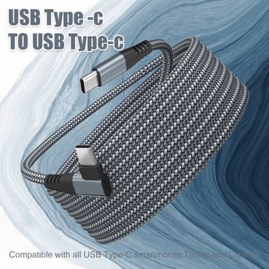 USB-C lader med vinklet kontakt 60 W hurtiglading Grå 2 m