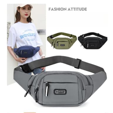 Multifunksjonell midjeveske i nylon Sort