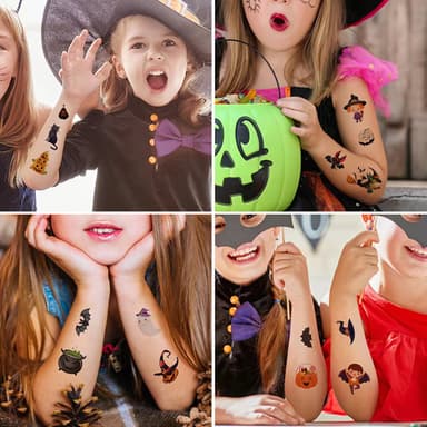 Midlertidige halloween-tatoveringer, 10 ark Flerfarget