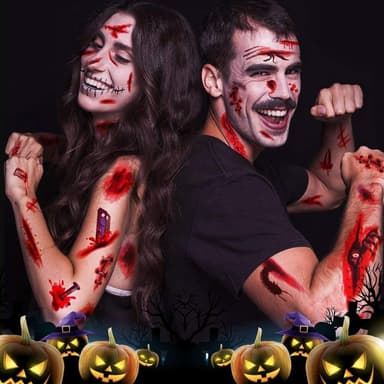 Midlertidige halloween-tatoveringer, 10 ark Flerfarget