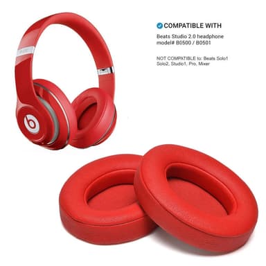 Saueskinn øreputer for Beats Studio 2.0, 1 par Rød