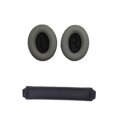 Erstatningsøreputer og hodebånd for Bose QC15 QC25 QC35-hodetelefoner Grå+svart