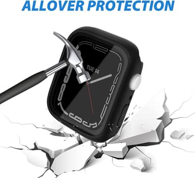Deksel med skjermbeskytter for Apple Watch 7 / 8 (45 mm), svart