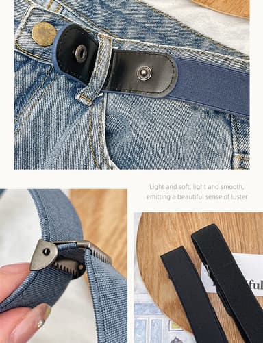 Elastisk belte uten spenne, unisex Sort M