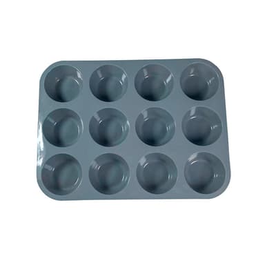 Silikonkakeform - 12 kopper muffinsform Grå