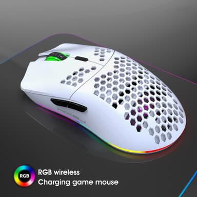 Kablet spillmus med RGB, 6 justerbare DPI, 6 knapper Hvit
