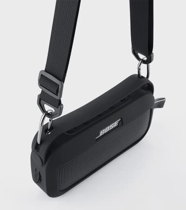 Silikonbeskyttelsesveske med nylonstropp for Bose SoundLink Flex-høyttaler Sort