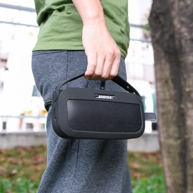 Silikonbeskyttelsesveske med nylonstropp for Bose SoundLink Flex-høyttaler Sort
