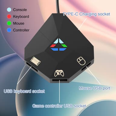 Mus-/tastaturadapter kompatibel med Nintendo Switch, PS4, Xbox One/360, PS3