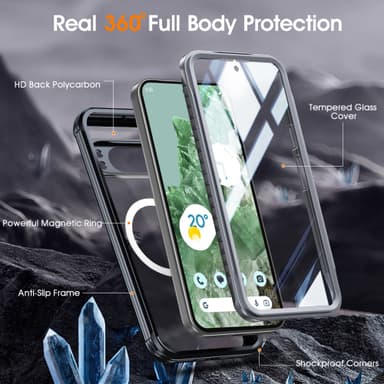 Beskyttelsesveske for Google Pixel 9 Pro XL med 360° magnetisk stativ Sort Google Pixel 9 Pro