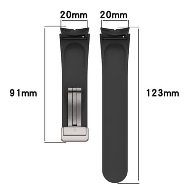 Silikonarmbånd med sammenleggbar spenne Sort S Samsung Galaxy Watch5 Pro