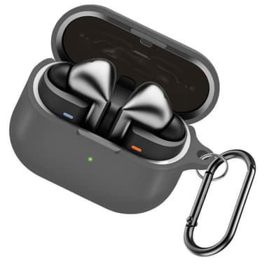 Beskyttende silikonetui til Samsung Galaxy Buds3/Buds3 Pro med karabinkrok Grå