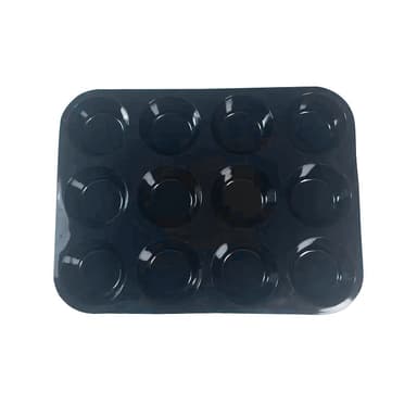 Silikonkakeform - 12 kopper muffinsform Sort