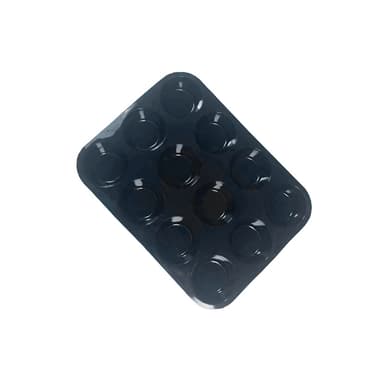 Silikonkakeform - 12 kopper muffinsform Sort