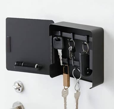 Nøkkelskap, magnetisk nøkkelkrokboks Sort