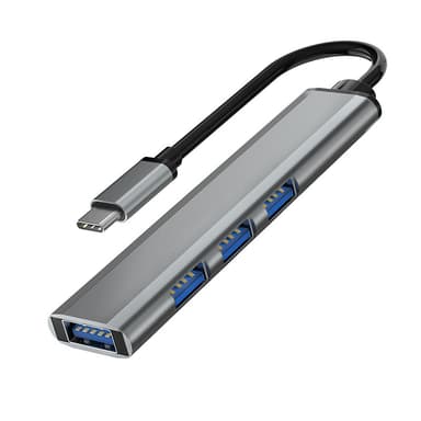 USB-C til USB 3.0 Hub med 4 porter Sølvgrå