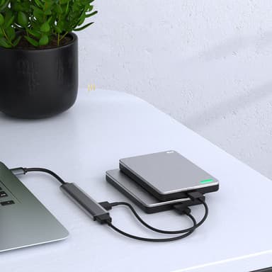 USB-C til USB 3.0 Hub med 4 porter Sølvgrå