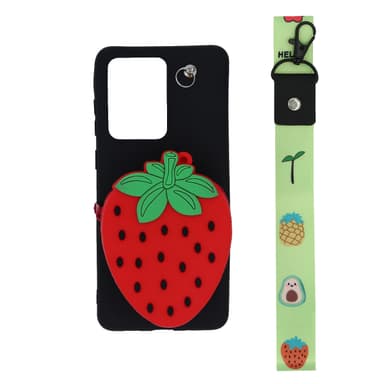 Samsung Galaxy S20 Ultra skall / lommebok deksel Jordbær / svart / rød