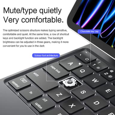 Beskyttende etui til iPad med Bluetooth-tastatur Mørk grå iPad Pro 11 M4 2024