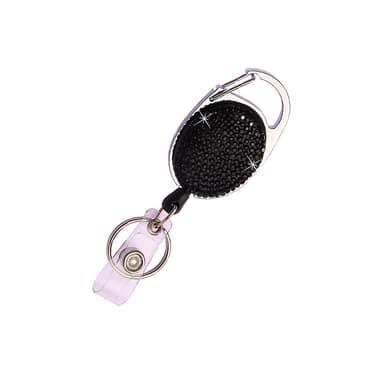 Crystal Rhinestone nøkkelring med uttrekkbar design Sort