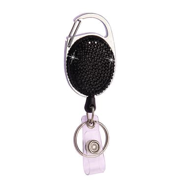 Crystal Rhinestone nøkkelring med uttrekkbar design Sort