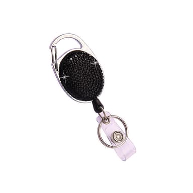 Crystal Rhinestone nøkkelring med uttrekkbar design Sort