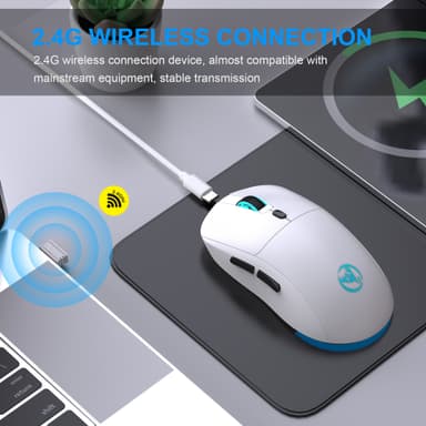 Trådløs mus - Oppladbar 2.4G Hvit