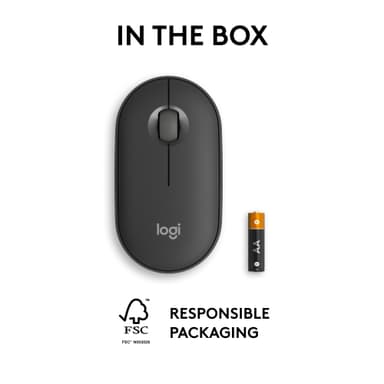 Logitech Pebble Mouse 2 M350s trådløs mus (Grafitt)