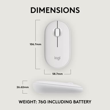 Logitech Pebble Mouse 2 M350s trådløs mus (Off-White)