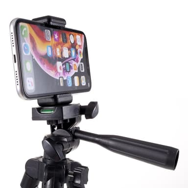 Justerbar stativholder med telefonklips, klemmebredde: 57-83mm