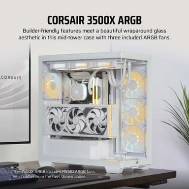 Corsair 3500X ARGB Mid-Tower PC kabinett (hvit)