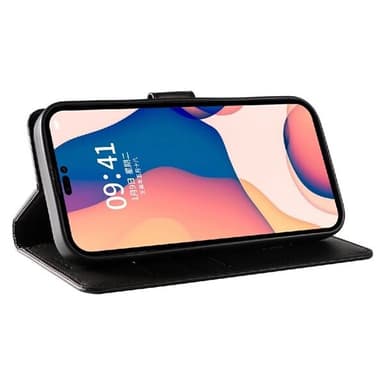 Kunstlærveske med kortspor for iPhone 16 Pro Max - Svart