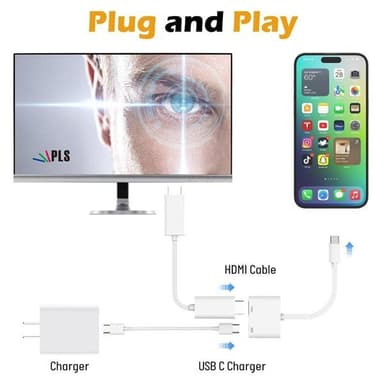 USB-C til HDMI + USB-C-adapter med høy oppløsning