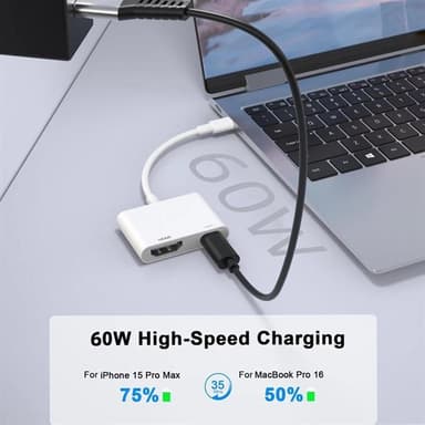 USB-C til HDMI + USB-C-adapter med høy oppløsning