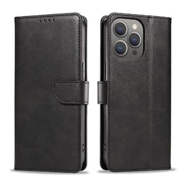 Kunstlærveske med kortspor for iPhone 16 Pro Max - Svart