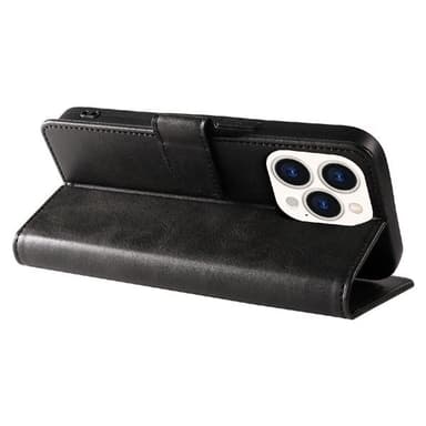 Kunstlærveske med kortspor for iPhone 16 - Svart