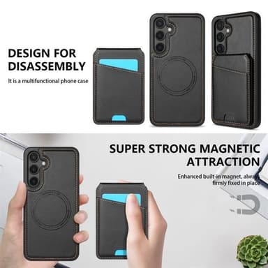 Kortholder og stativ med magnet til Samsung Galaxy S24 FE - Svart