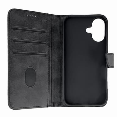 Kunstlærveske med kortspor for iPhone 16 - Svart