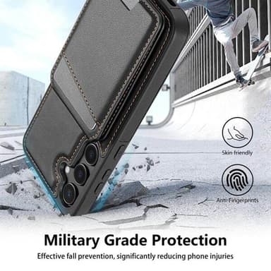 Kortholder og stativ med magnet til Samsung Galaxy S24+ - Svart