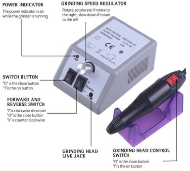 Elektrisk neglefil med 12 redskaper for sliping / polering