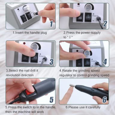 Elektrisk neglefil med 12 redskaper for sliping / polering