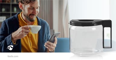 Nedis Glass Kaffe Jug | Kompatibel med: Moccamaster CD / GCS / KBG / Excellent 10SN | 1.25 l | Sort