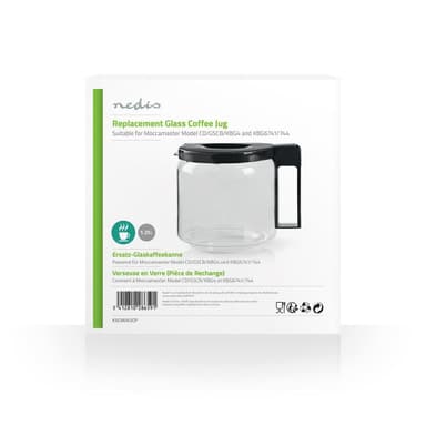 Nedis Glass Kaffe Jug | Kompatibel med: Moccamaster CD / GCS / KBG / Excellent 10SN | 1.25 l | Sort