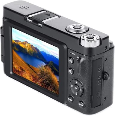 Digitalkamera 4K 48MP 3,0 tommer IPS fast fokus Sort