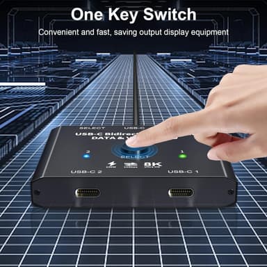 NÖRDIC USB-C 2 til 1 bryter & 1 til 2 splitter, 8K/60Hz 4K/144Hz 100WPD 10Gbps Data+Video+PD