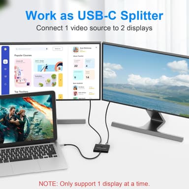 NÖRDIC USB-C 2 til 1 bryter & 1 til 2 splitter, 8K/60Hz 4K/144Hz 100WPD 10Gbps Data+Video+PD