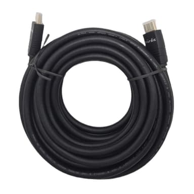NÖRDIC CERTIFIED CABLES 5m Ultra High Speed ​​​​HDMI2.1 8K 60Hz 4K 120Hz 144Hz 48Gbps Dynamic HDR eARC Game Mode VRR Dolby ATMOS gullbelagt PVC svart